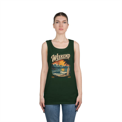Weekend State of Mind Tank Top — Retro Beach Surf Sunset Graphic