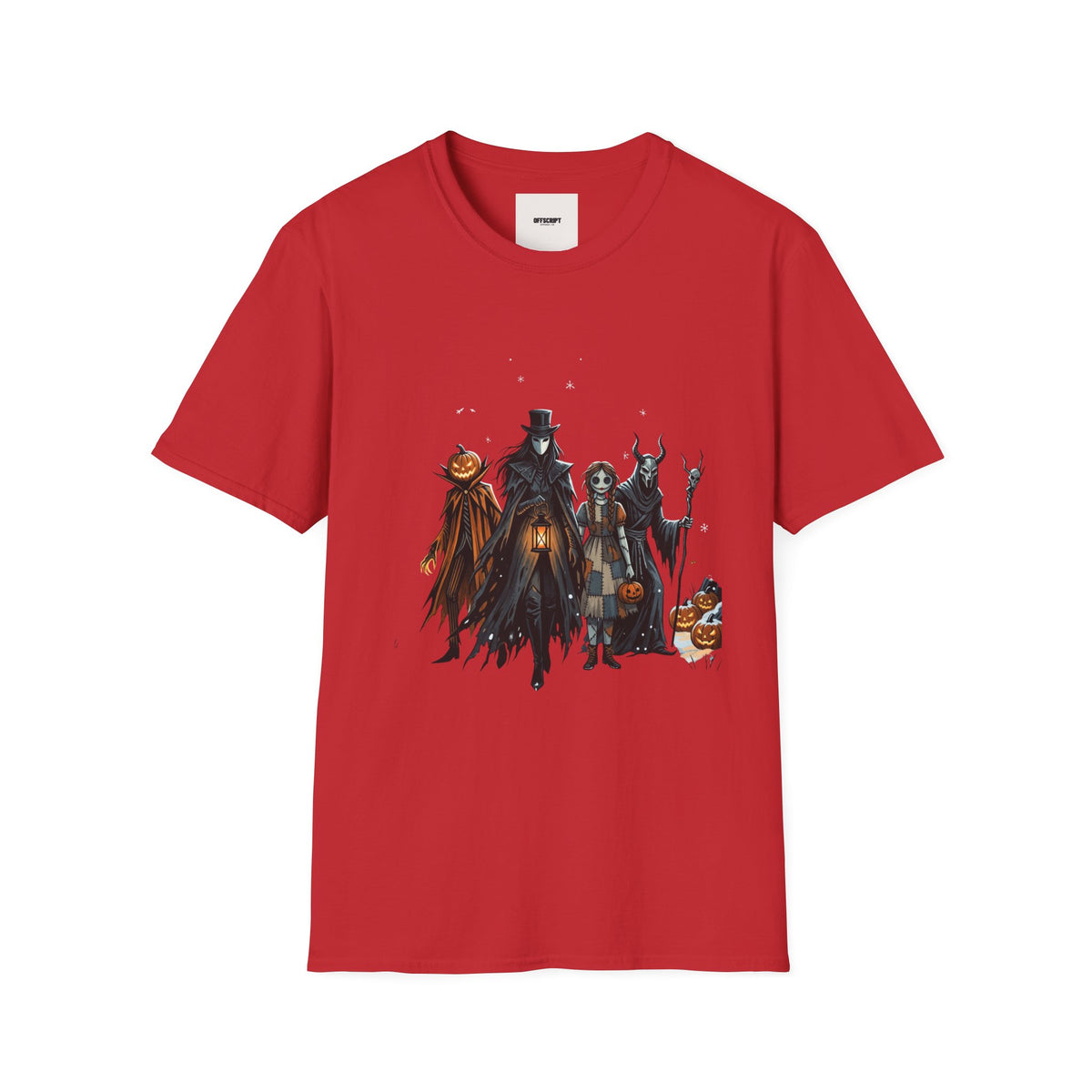 Halloween Gothic Crew T-Shirt — Haunted Pumpkin, Witch & Spooky Friends Design