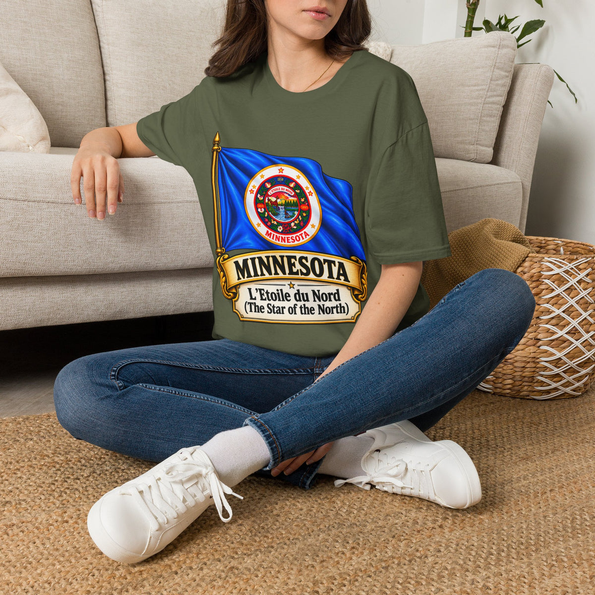 Minnesota Flag T-Shirt - 'Minnesota: L'Étoile du Nord / The Star of the North' Graphic Tee