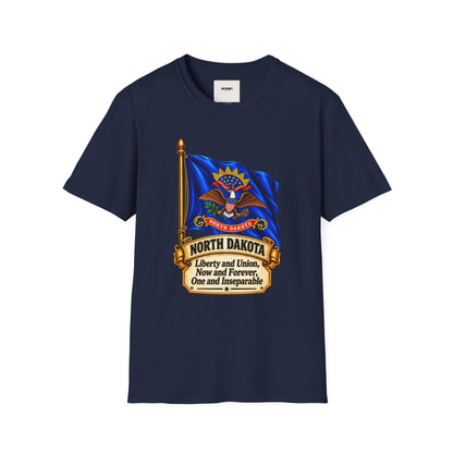 North Dakota State Flag T-Shirt — Liberty and Union Quote