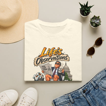 T-Shirt — "Life's Observations" Political Satire Tee ("Politicians Are Like Diapers" Design)