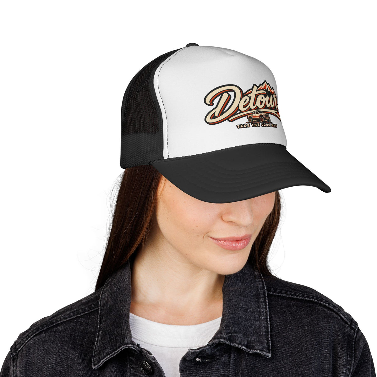 Detour Trucker Hat — Vintage Road Trip Mesh Cap