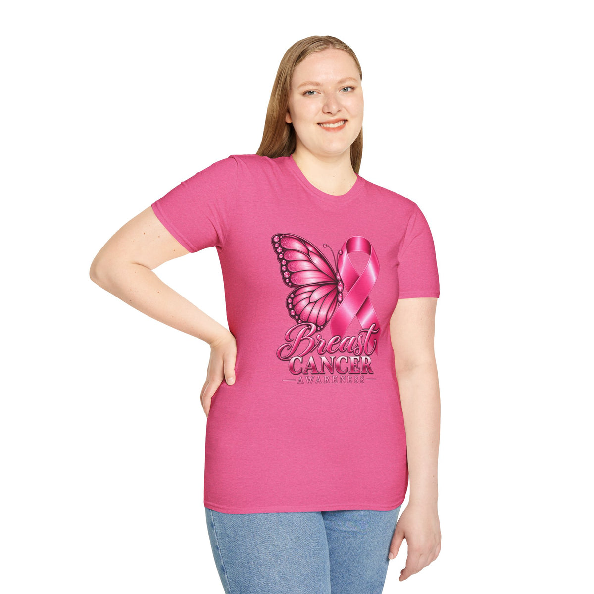 Pink Ribbon Butterfly Breast Cancer Awareness T-Shirt | Support Ribbon Tee