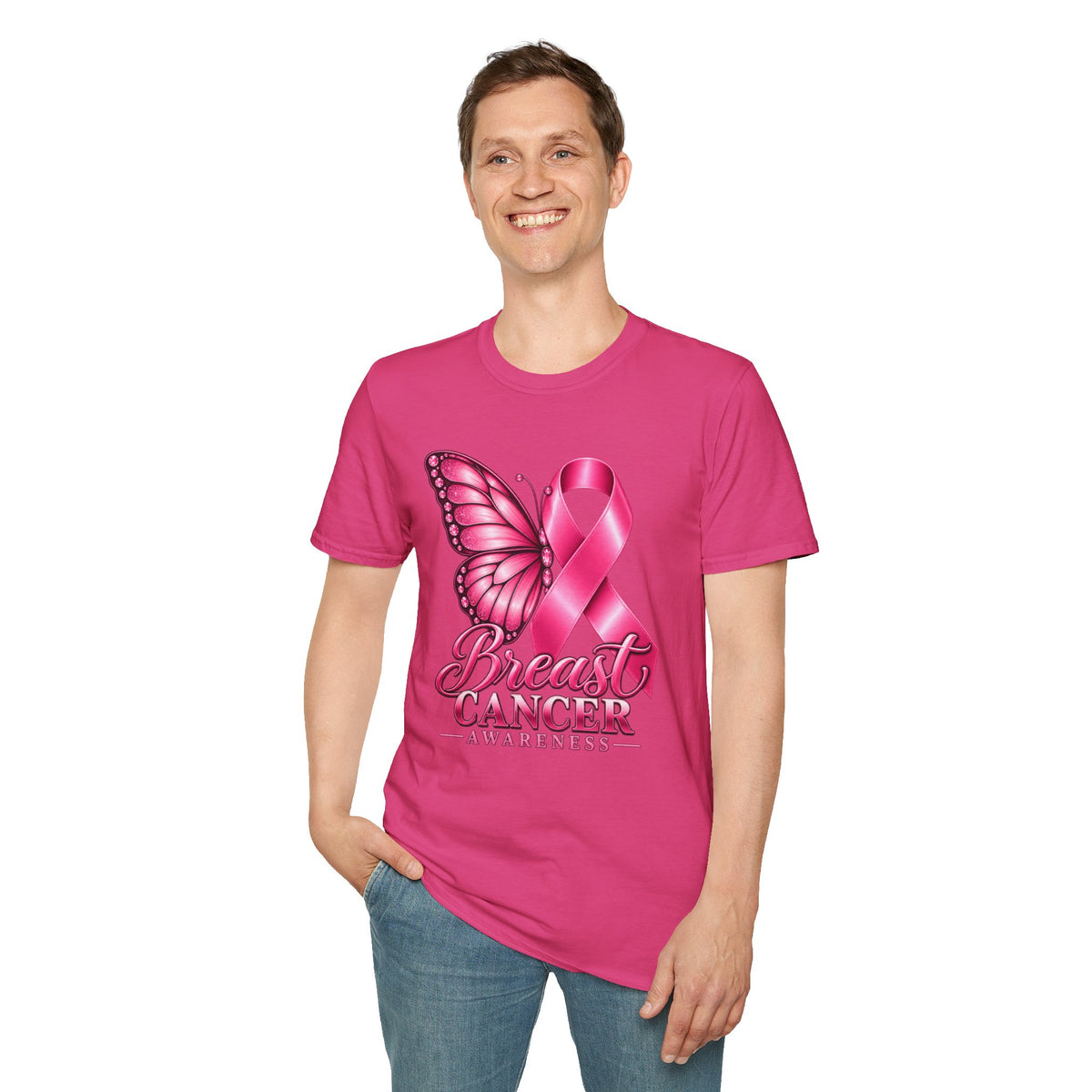 Pink Ribbon Butterfly Breast Cancer Awareness T-Shirt | Support Ribbon Tee