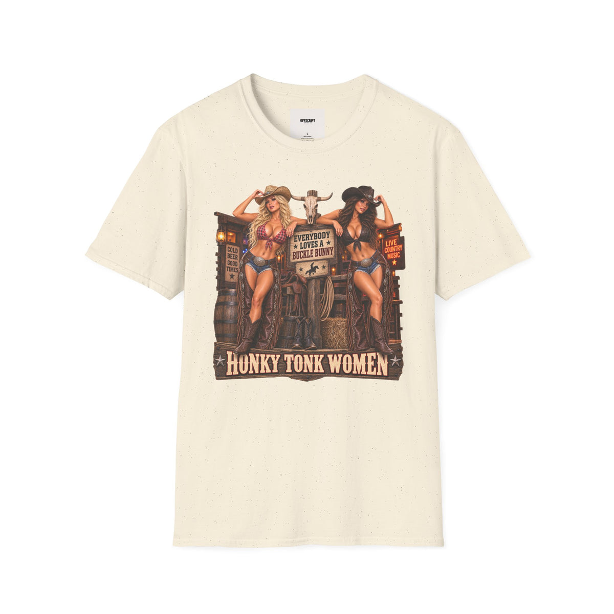 Cowgirl Pinup T-Shirt — "Bunny Tonk Women" Western Graphic Tee