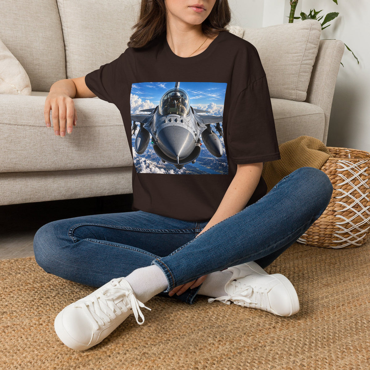 Fighter Jet Front View Tee — Military Aviation Pilot T-Shirt