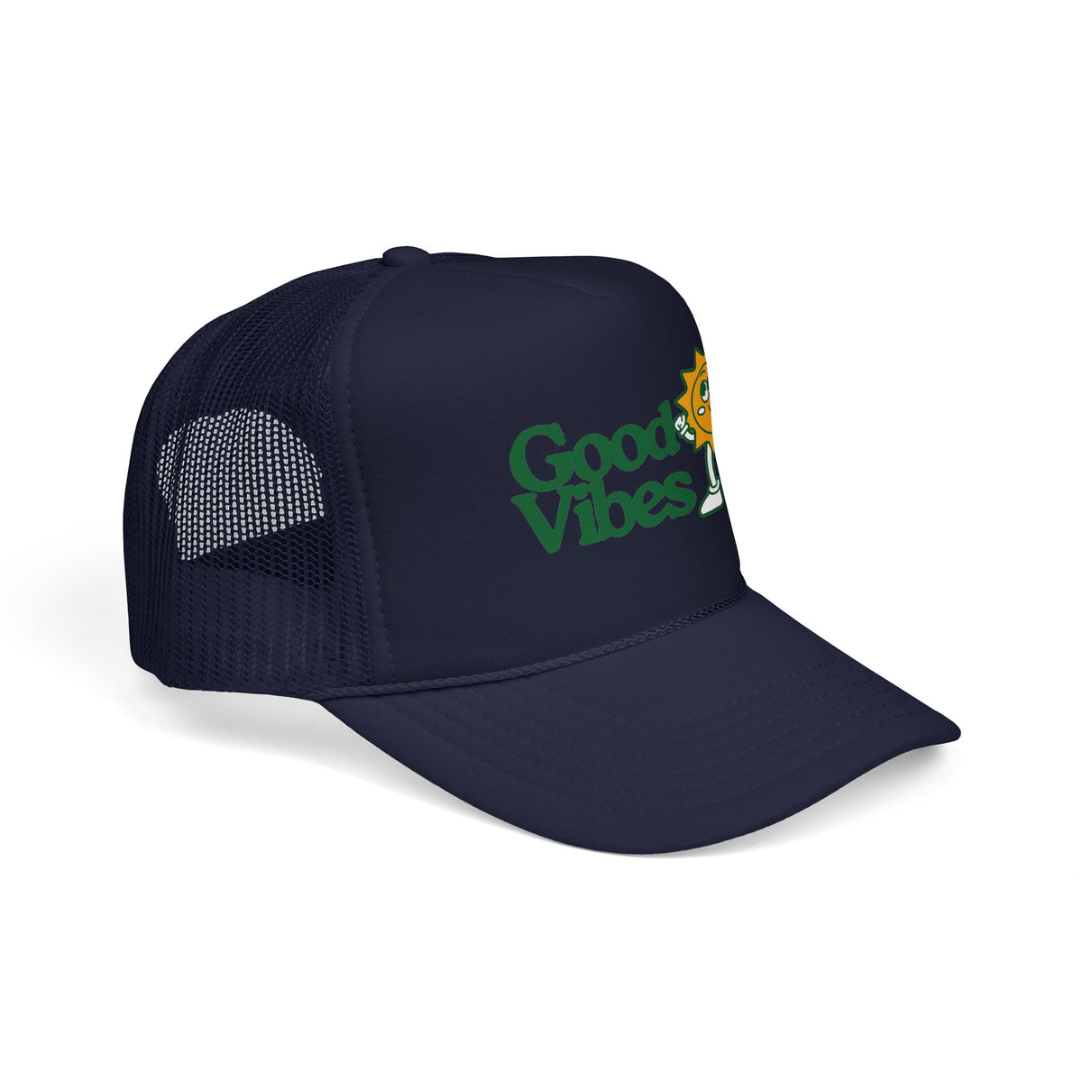 Good Vibes Sun Trucker Hat — Retro Sunny Graphic Foam Cap