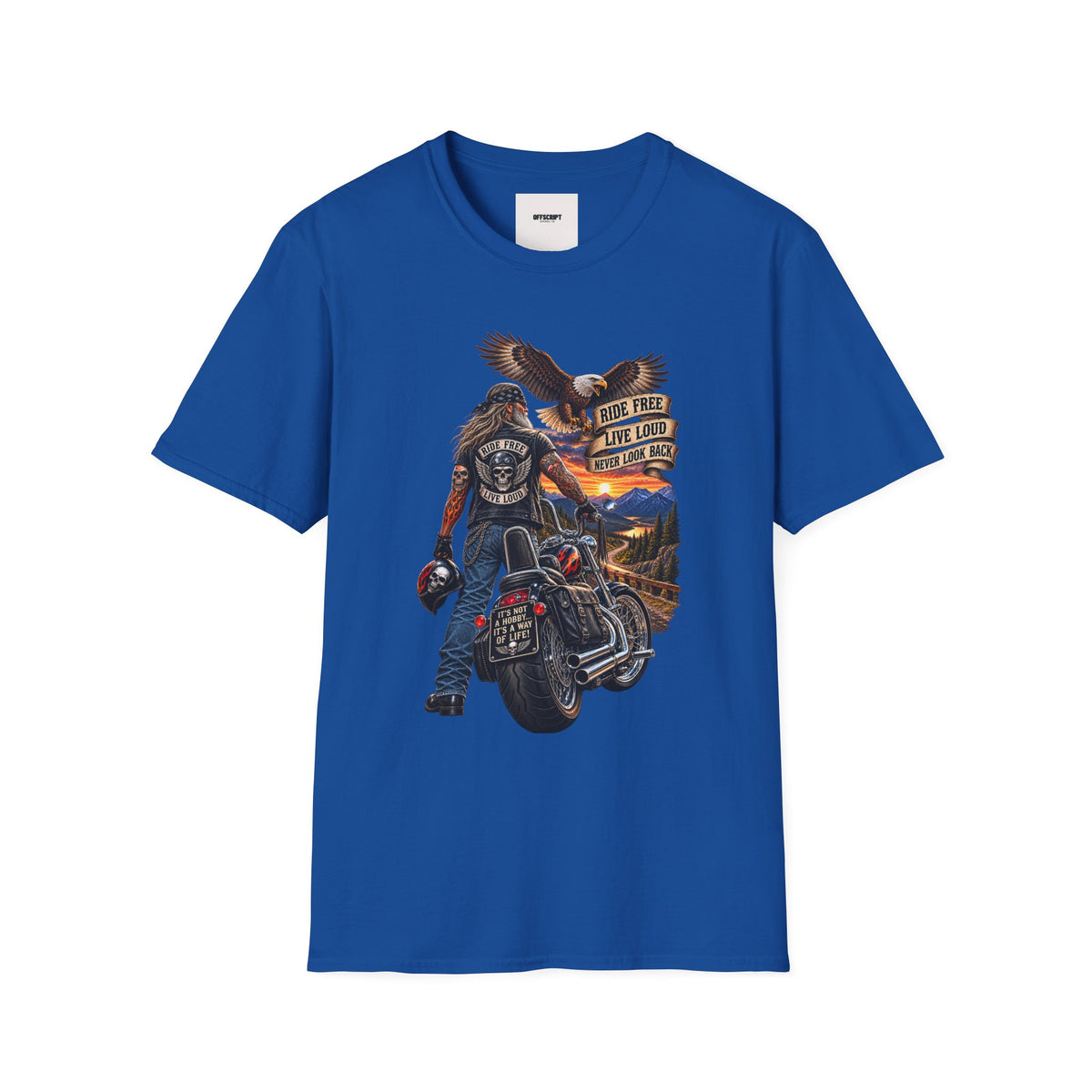 Biker Eagle T-Shirt — "Ride Free, Live Loud" Motorcycle Tee