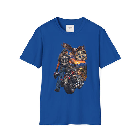 Biker Eagle T-Shirt — "Ride Free, Live Loud" Motorcycle Tee