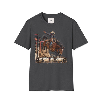 Rodeo Bucking Horse T-Shirt — 'Roping for Eight' Western Cowboy Shirt