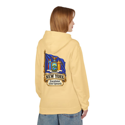 New York State Flag Hoodie – "Excelsior (Ever Upward)" Graphic Pullover