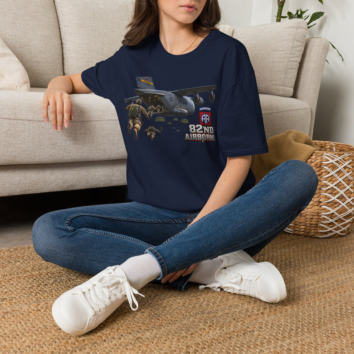 82nd Airborne Paratrooper T-Shirt — Military Jump C-17 Skydiving Design