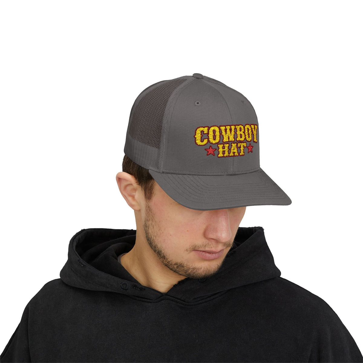 Cowboy Hat Snapback Trucker Cap – Western Rodeo Mesh Back Hat