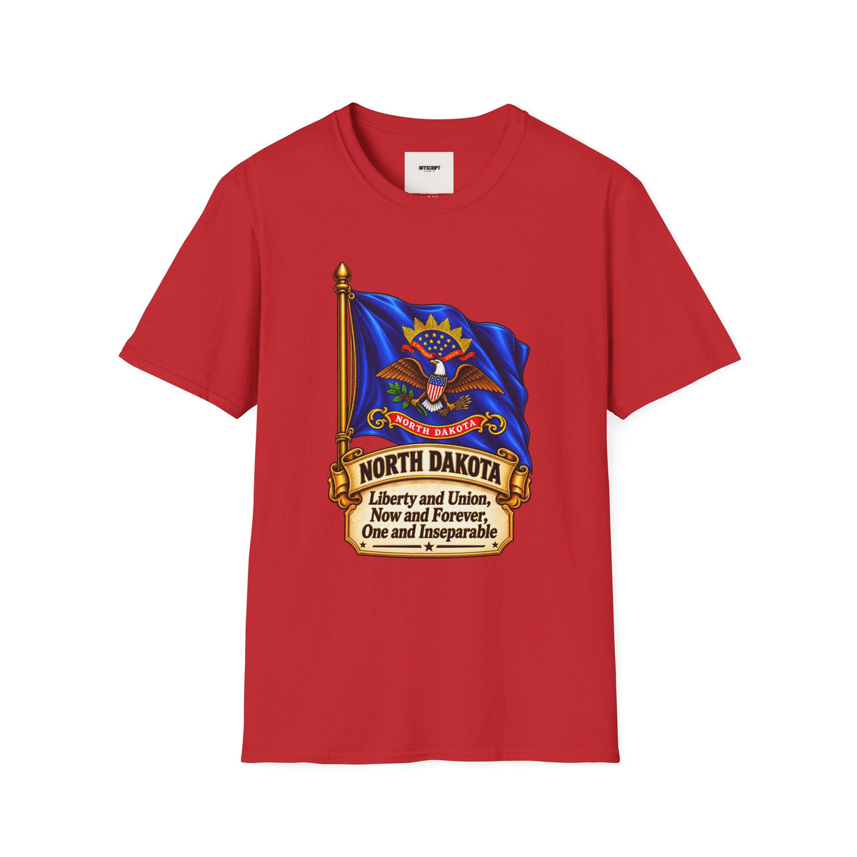 North Dakota State Flag T-Shirt — Liberty and Union Quote