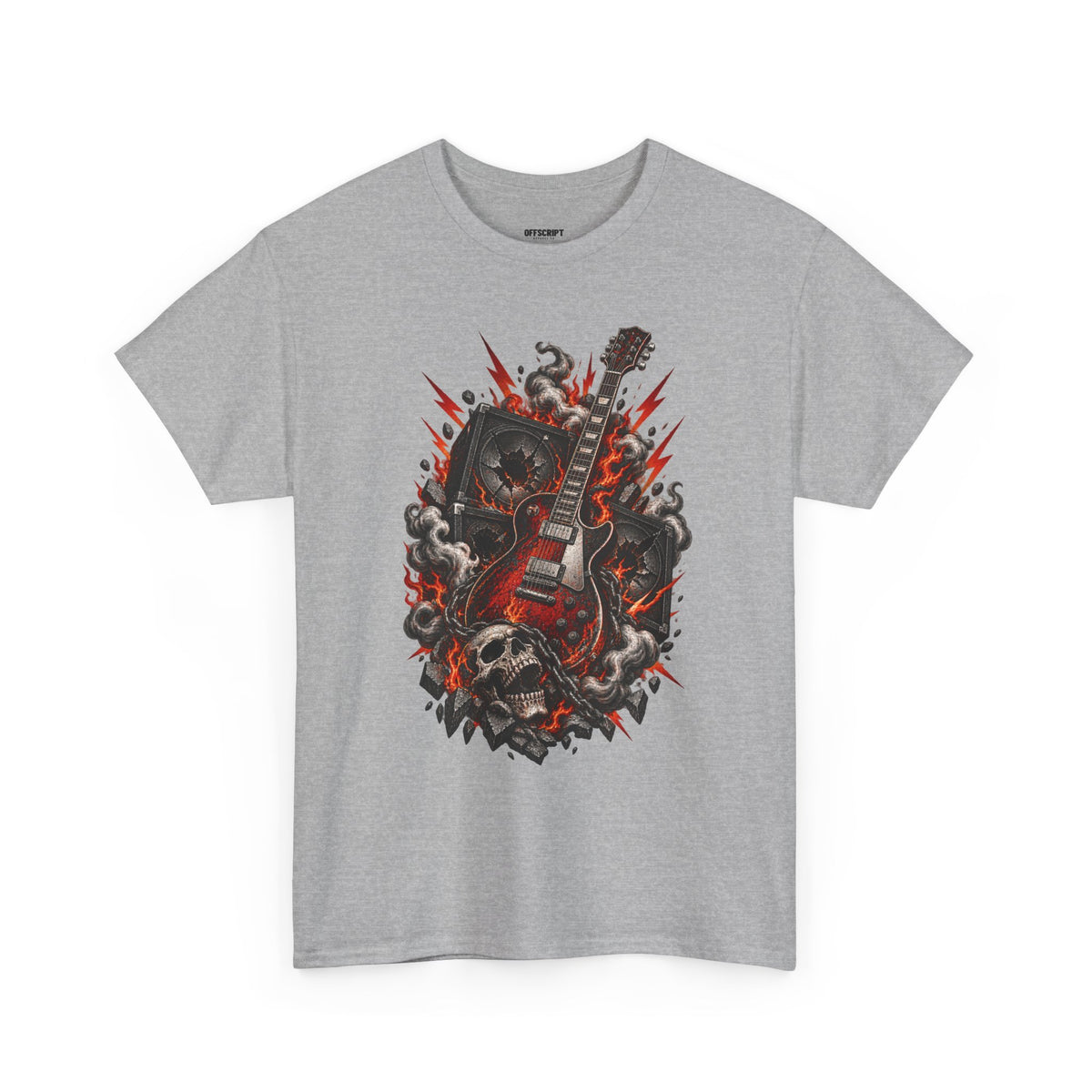 Electric Skull Guitar T‑Shirt — Rock & Metal Graphic Tee for Musicians and Fans