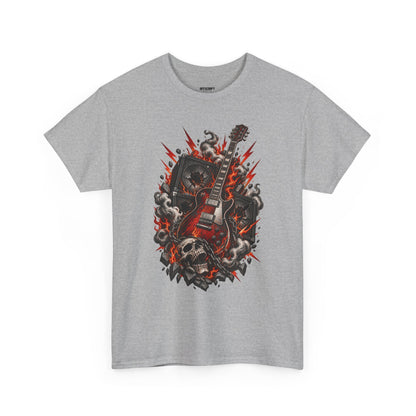 Electric Skull Guitar T‑Shirt — Rock & Metal Graphic Tee for Musicians and Fans