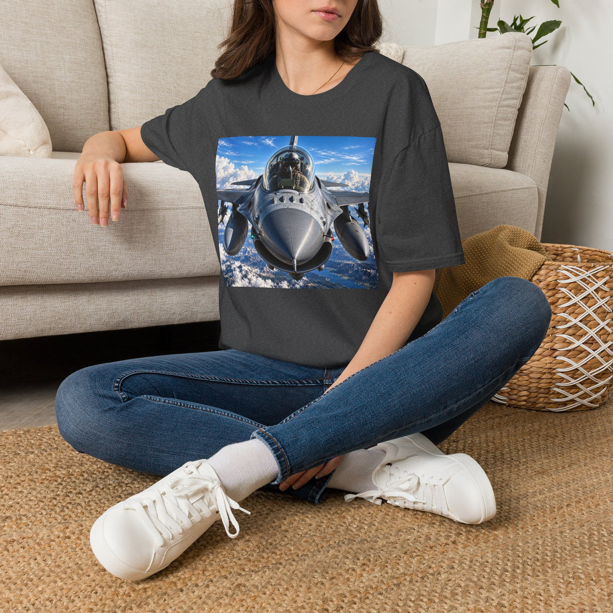 Fighter Jet Front View Tee — Military Aviation Pilot T-Shirt