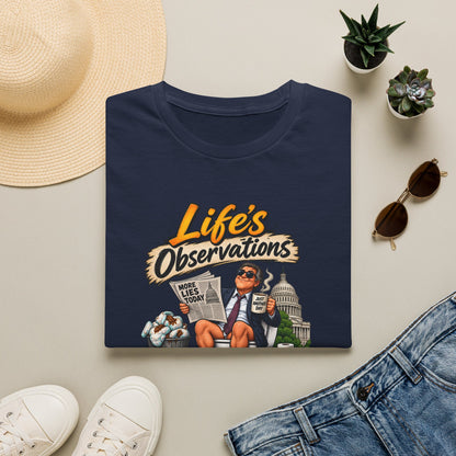 T-Shirt — "Life's Observations" Political Satire Tee ("Politicians Are Like Diapers" Design)