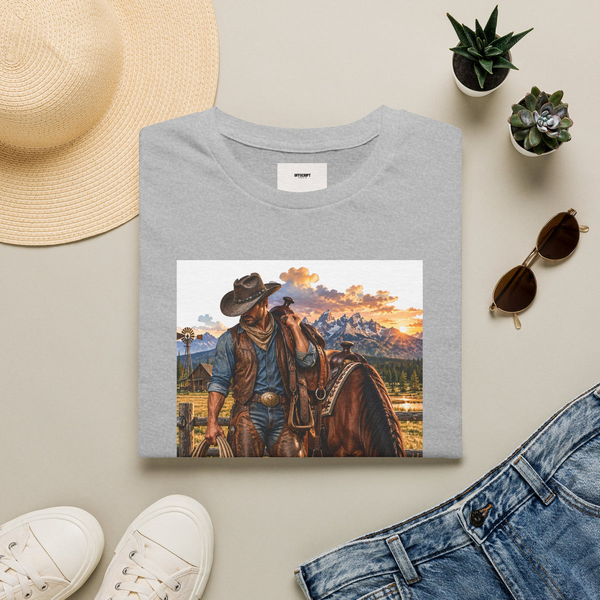 Cowboy Sunset T-Shirt — Western Ranch Horse Graphic
