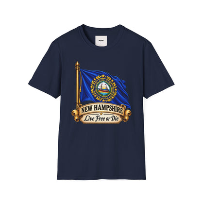 New Hampshire Flag T-Shirt — "Live Free or Die" State Pride Tee
