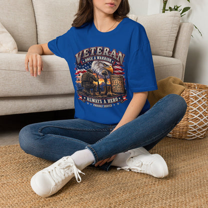 Veteran Once a Warrior T-Shirt — Patriotic Eagle & Flag Military Tribute