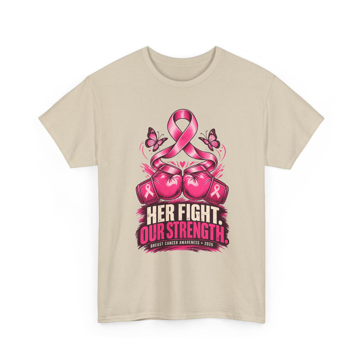 T-Shirt — Her Fight Our Strength Pink Ribbon Breast Cancer Awareness Tee