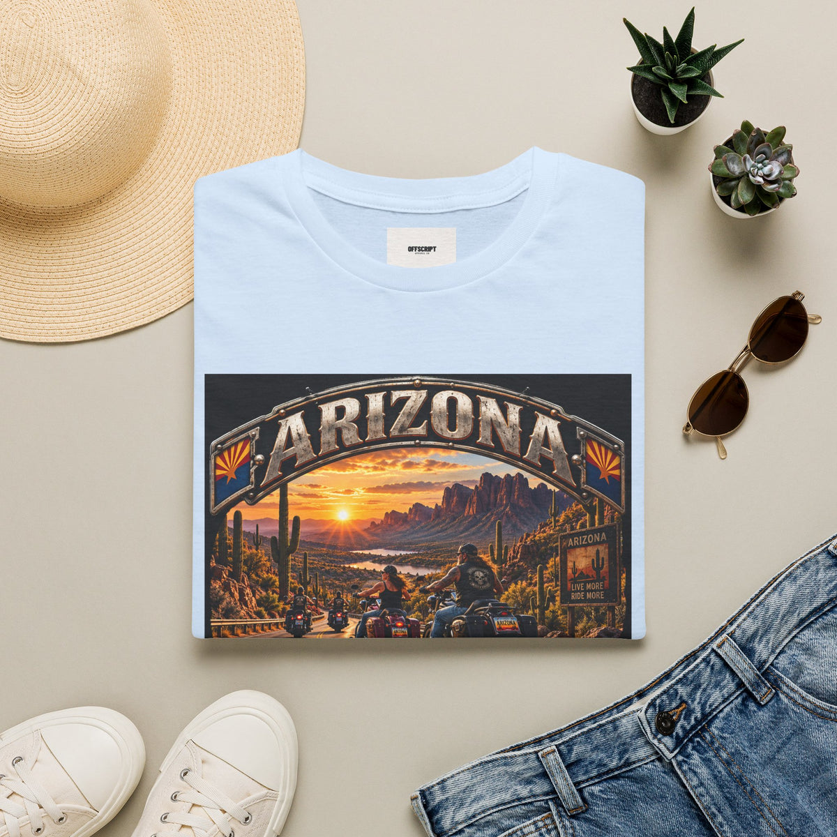 Arizona Bike Week Sunset T-Shirt — Vintage Motorcycle Desert Road Tee
