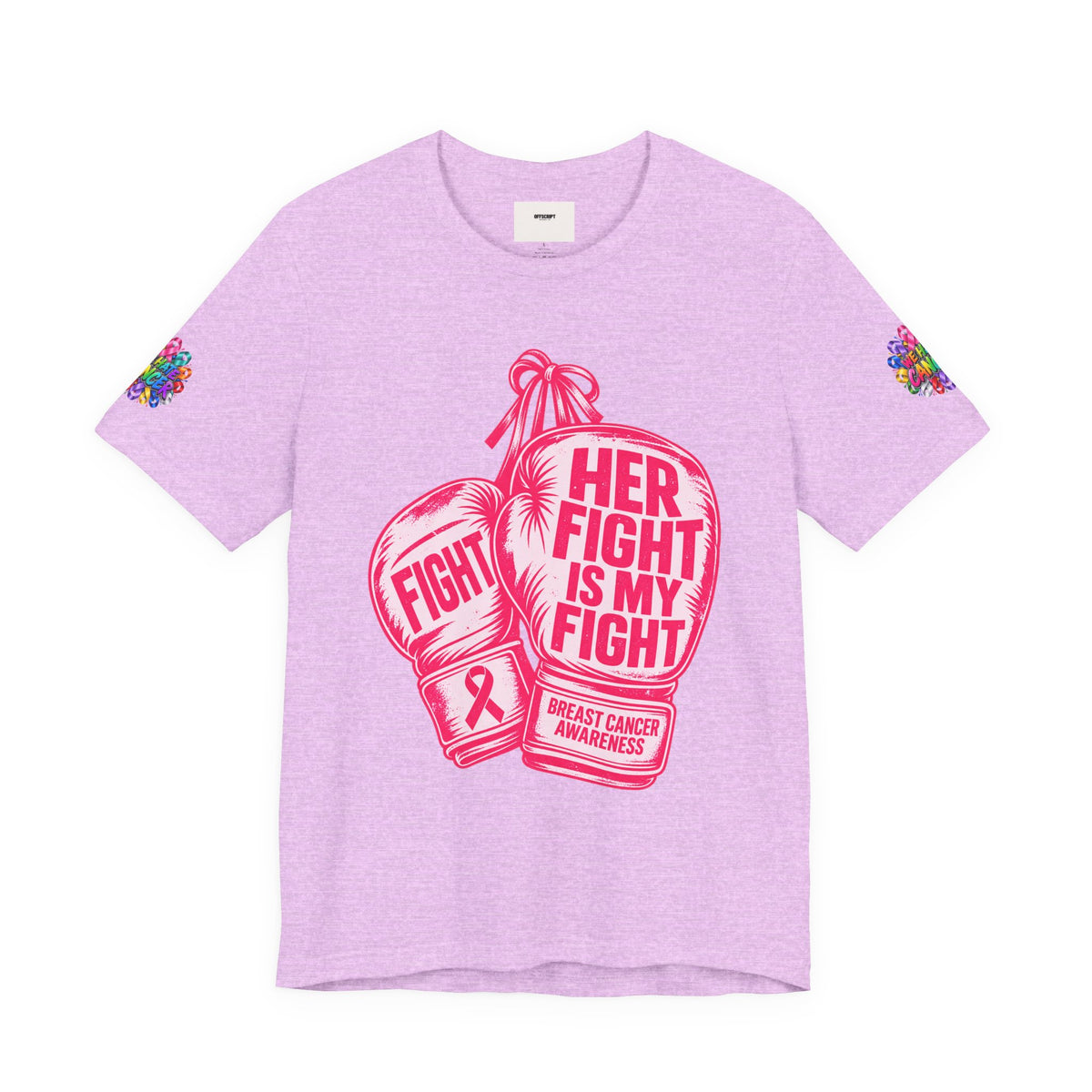 Breast Cancer Awareness Tee – “Her Fight Is My Fight” Boxing Gloves T-Shirt