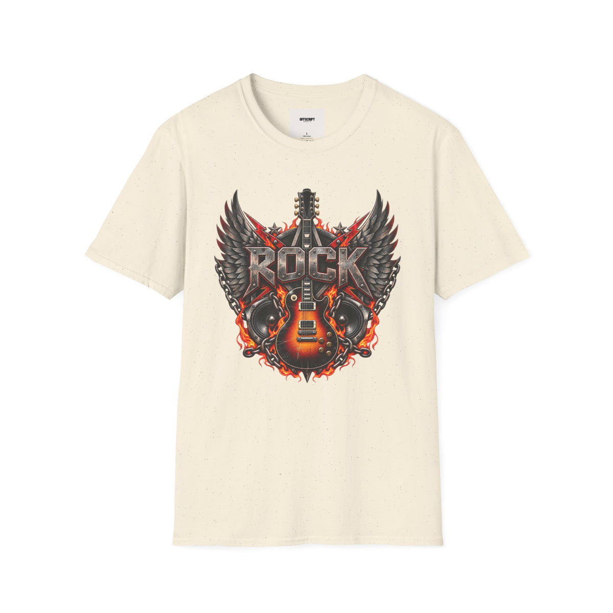 Rock Wings T‑Shirt — Vintage Guitar Flame Graphic Tee for Music Lovers