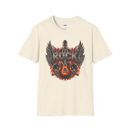 Rock Wings T‑Shirt — Vintage Guitar Flame Graphic Tee for Music Lovers