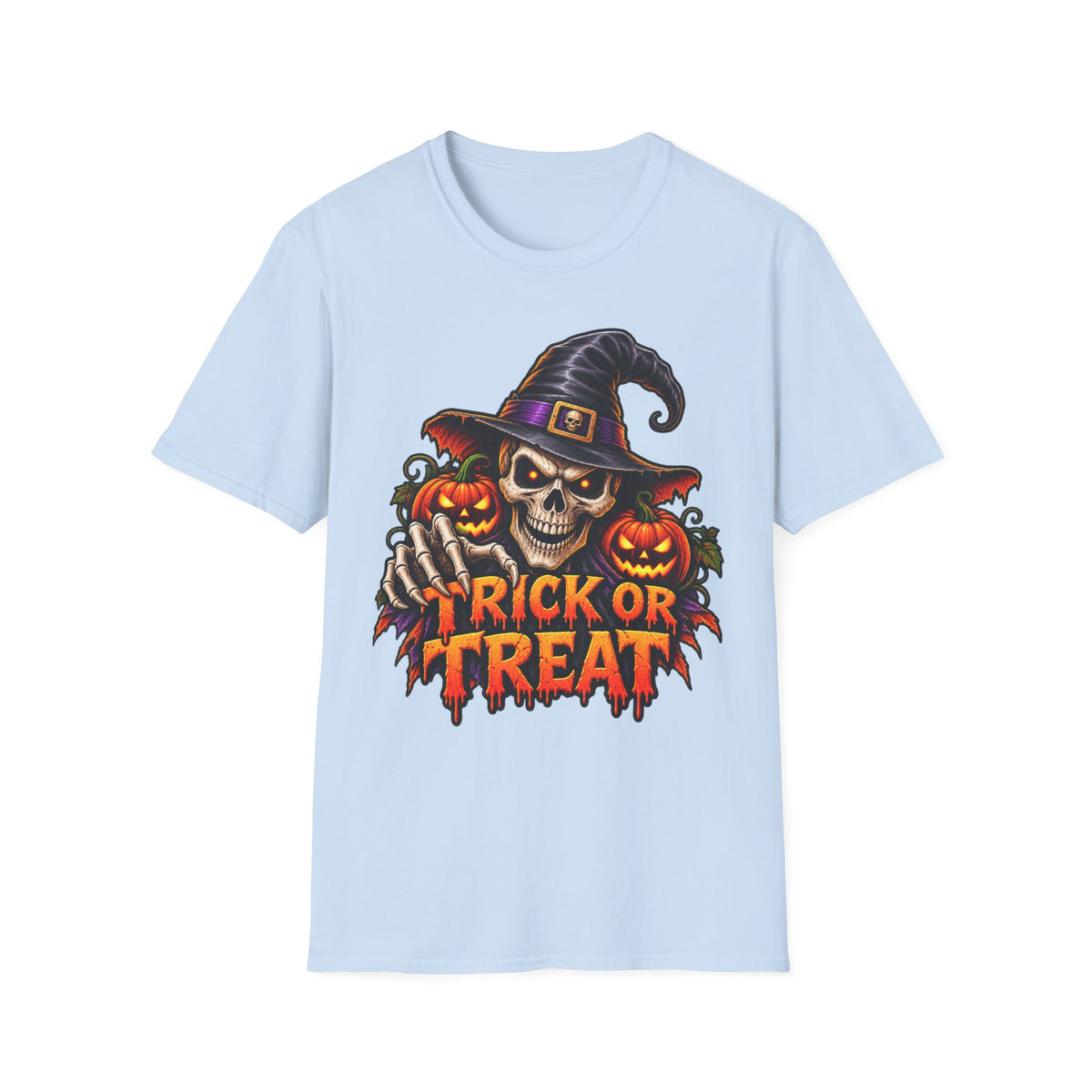 Halloween Skull Witch T-Shirt — Trick or Treat Pumpkin Graphic Tee