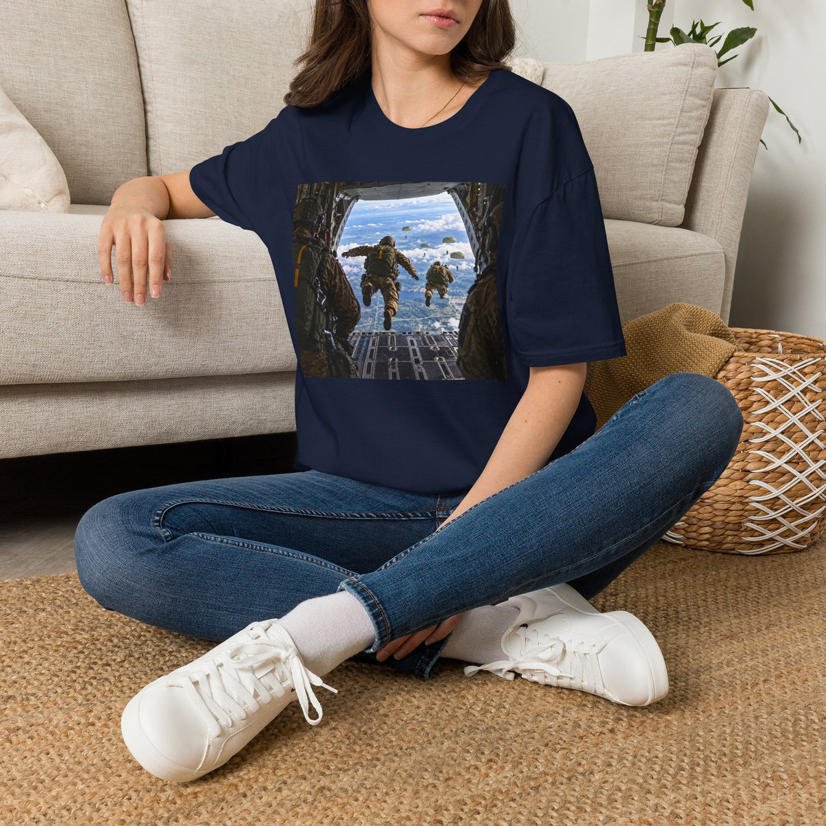 Parachute Jump Soldiers T-Shirt — Military Airborne Jump Photo Tee