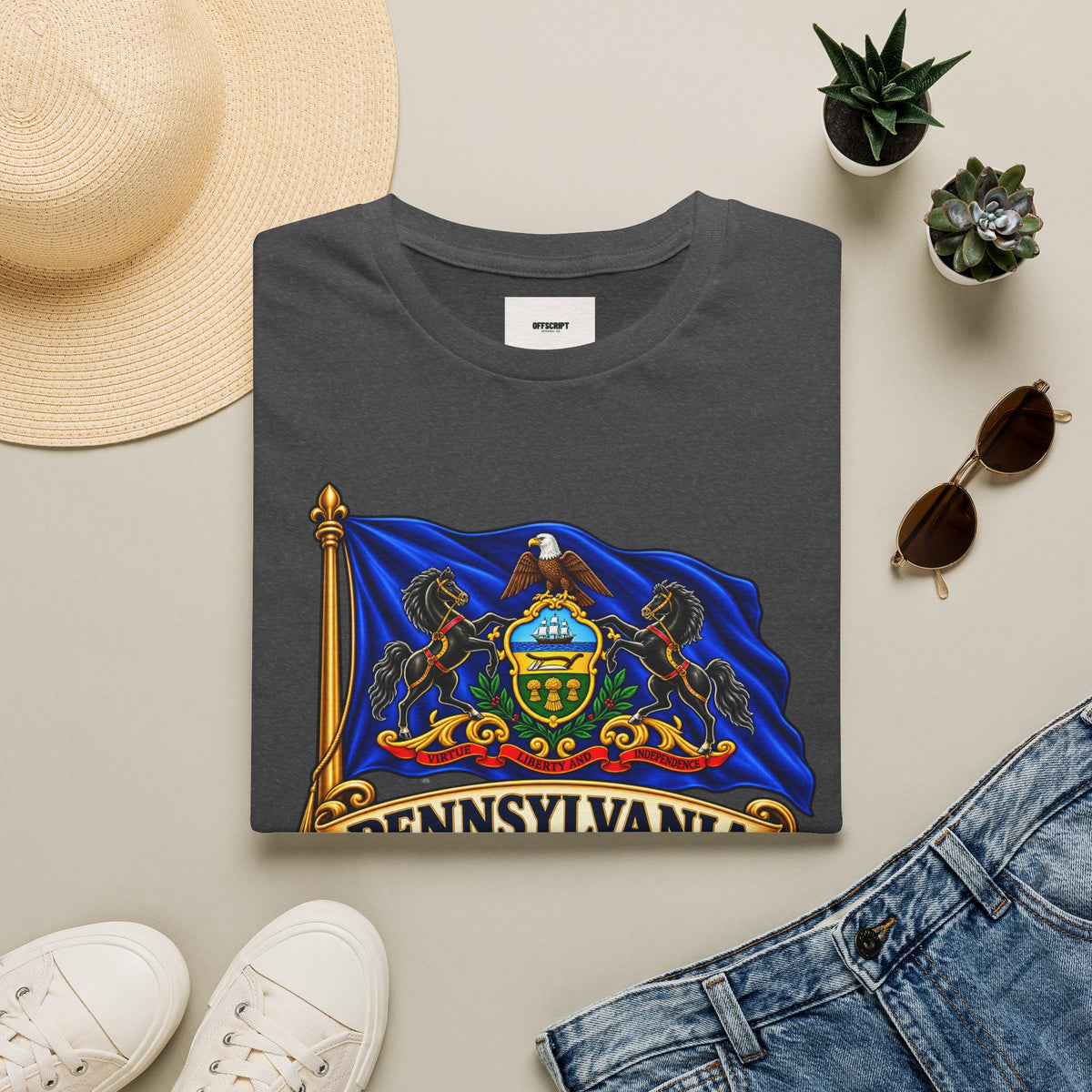 Pennsylvania Flag T‑Shirt — Vintage State Crest Tee