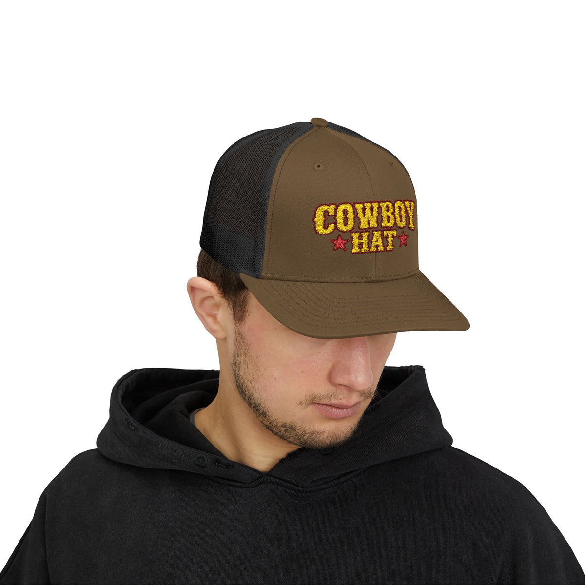 Cowboy Hat Snapback Trucker Cap – Western Rodeo Mesh Back Hat