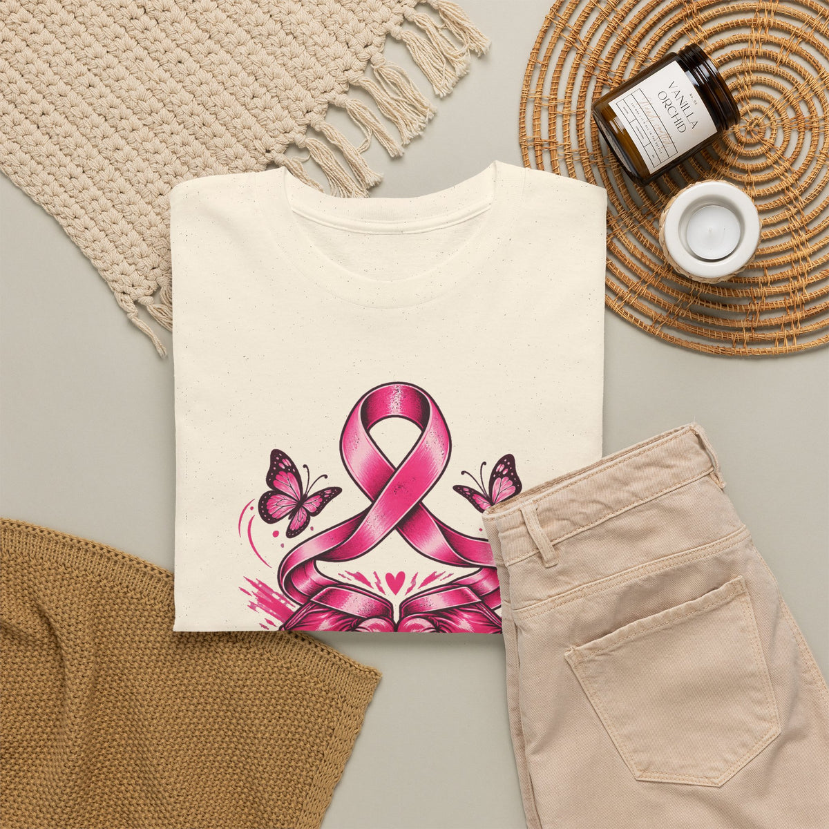 T-Shirt — Her Fight Our Strength Pink Ribbon Breast Cancer Awareness Tee