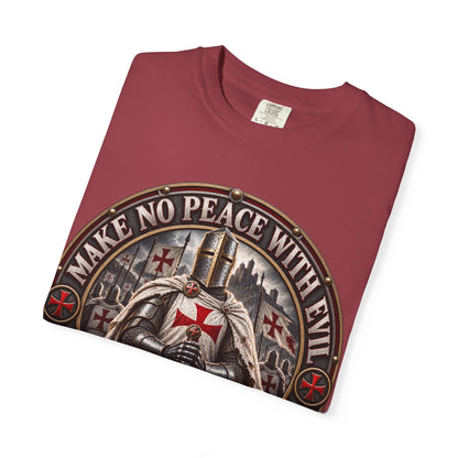 Make No Peace With Evil T-shirt | Crusader Helmet Ephesians 5:11