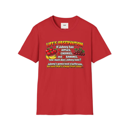 Life’s Observation Fruit Puzzle T-Shirt — Funny Johnny Math Joke Tee