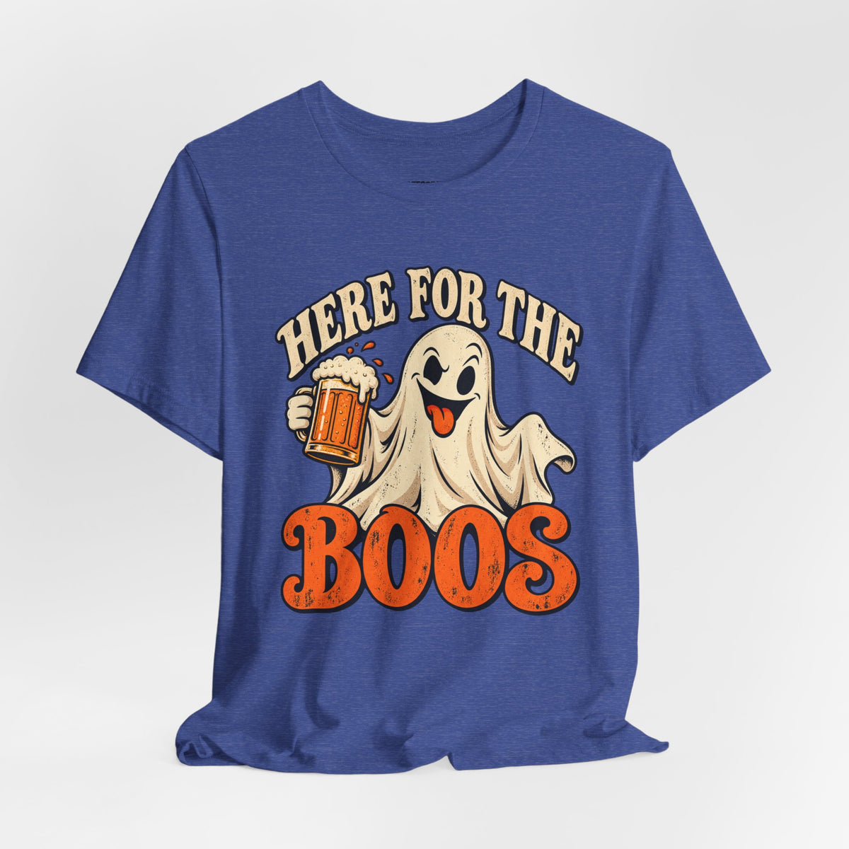 Here for the Boos Halloween T-Shirt — Ghost Drinking Beer Graphic Tee
