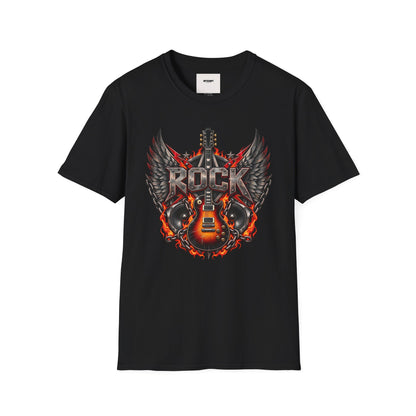 Rock Wings T‑Shirt — Vintage Guitar Flame Graphic Tee for Music Lovers