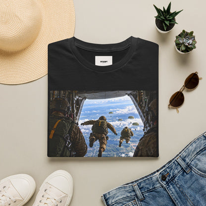 Parachute Jump Soldiers T-Shirt — Military Airborne Jump Photo Tee