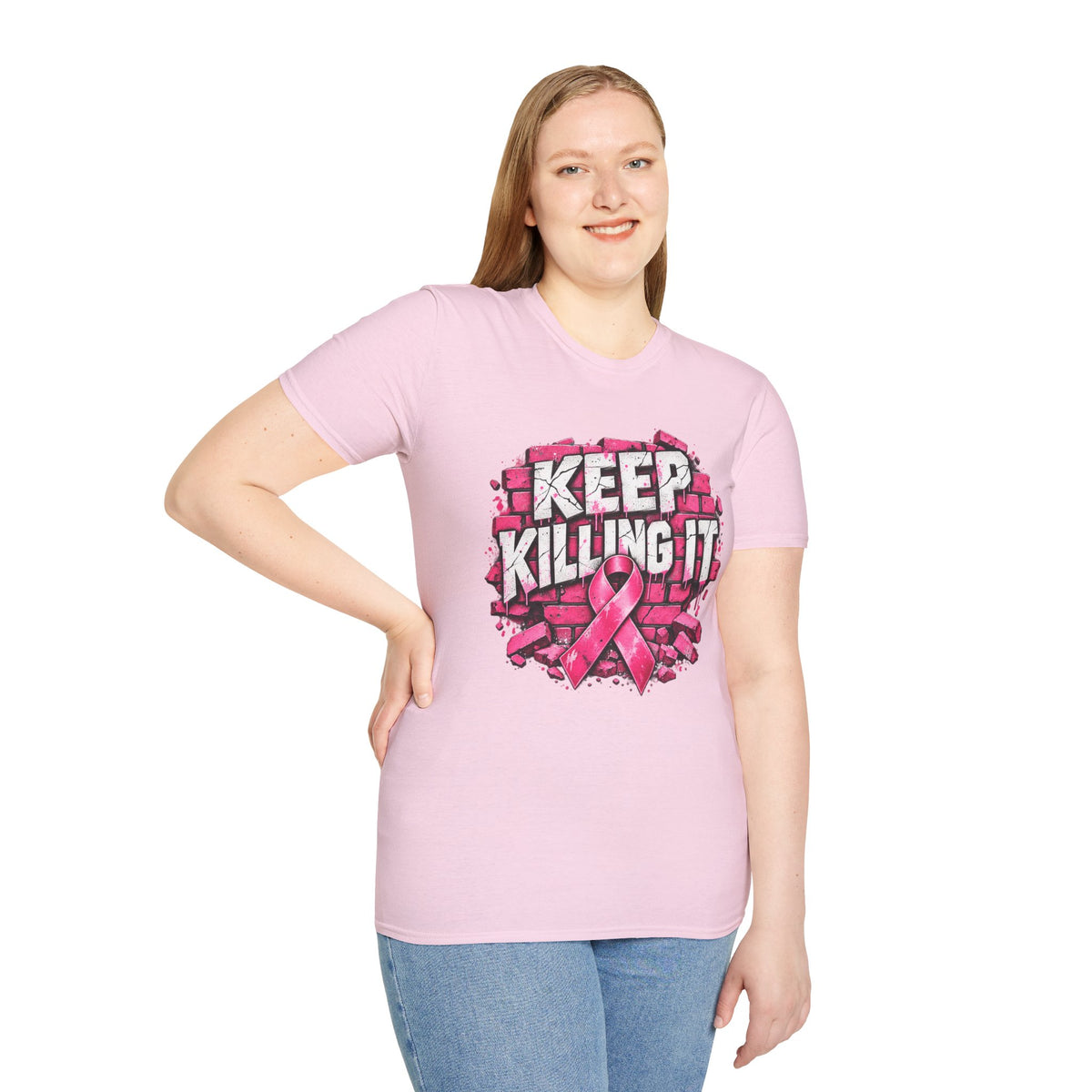 Keep Killing It pink ribbon T-Shirt | Breast Cancer Awareness, Motivational Graphic