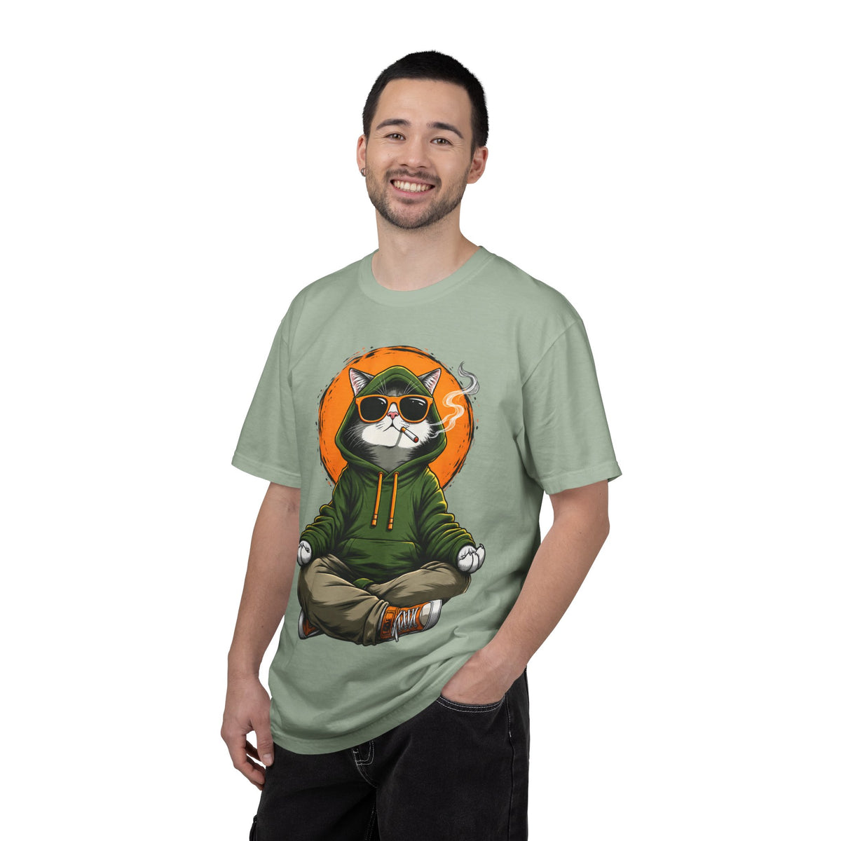 Meditating Cat in Sunglasses T-Shirt