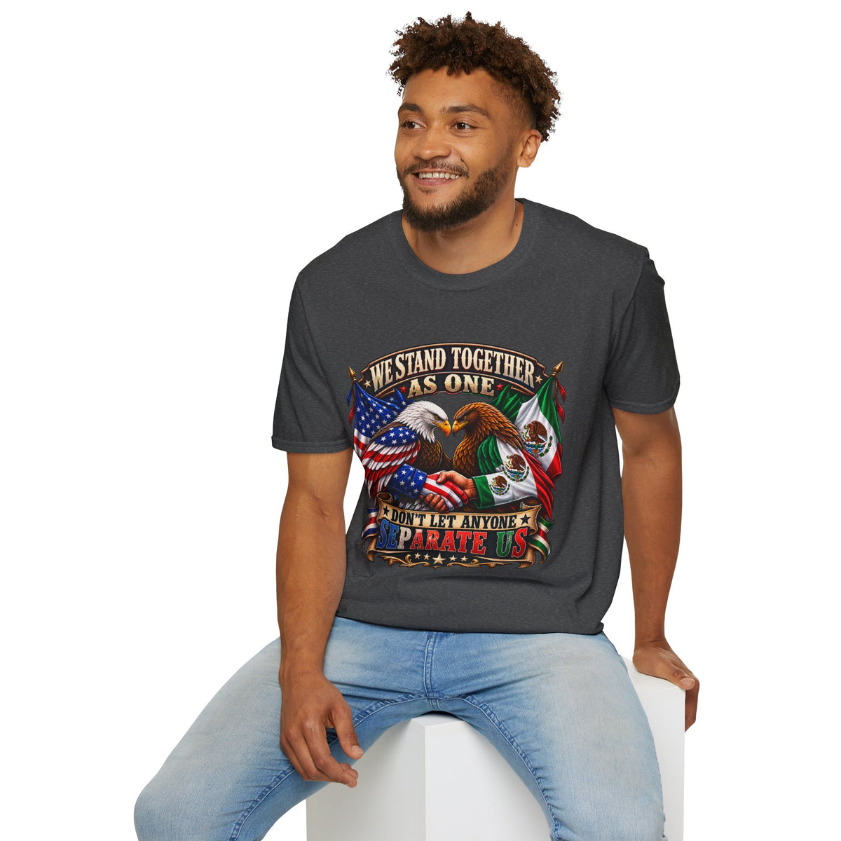 We Stand Together As One Eagle T-Shirt — USA & Mexico Unity Patriotic Tee