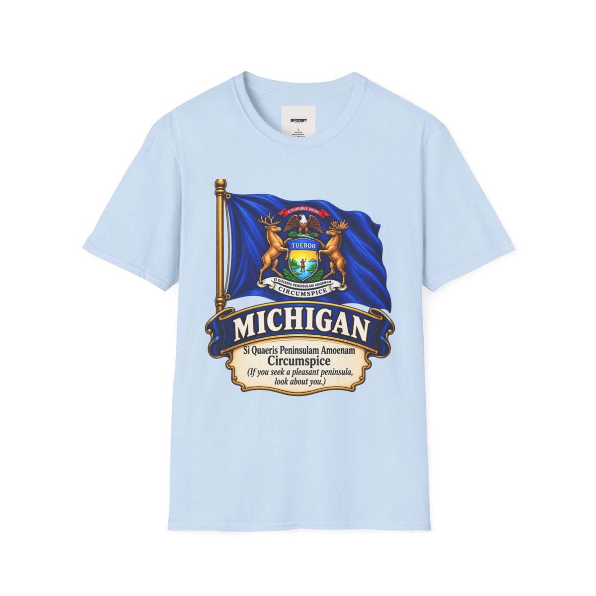 Michigan State Flag T-Shirt — Vintage State Seal Tee (TUEBOR)