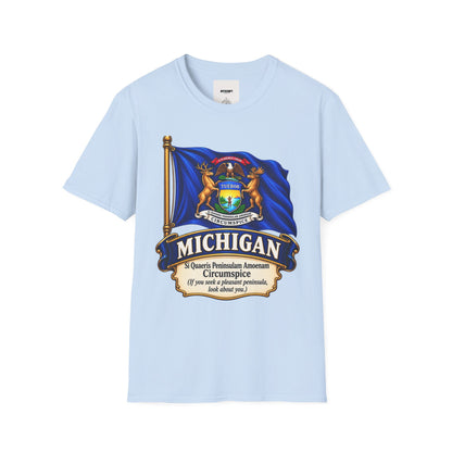 Michigan State Flag T-Shirt — Vintage State Seal Tee (TUEBOR)