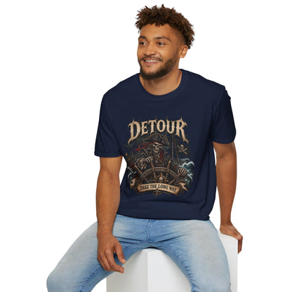 Detour Skull T-Shirt — "Take the Long Way" Vintage Biker Graphic Tee