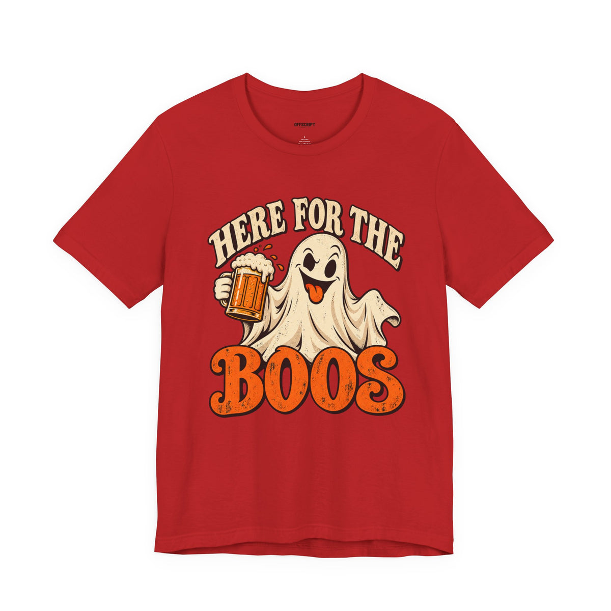 Here for the Boos Halloween T-Shirt — Ghost Drinking Beer Graphic Tee