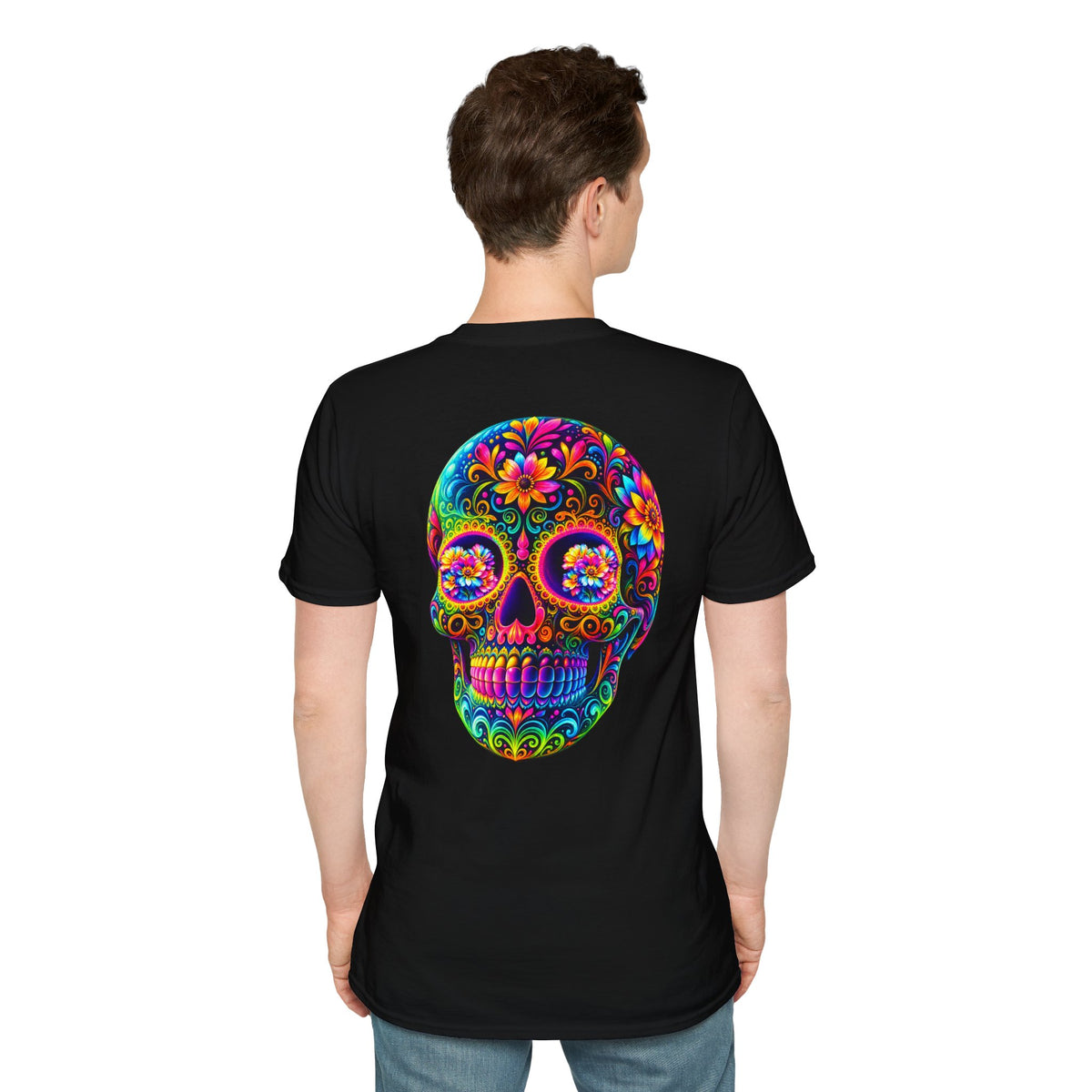 Sugar Skull T-Shirt — Colorful Day of the Dead Floral Skull Tee