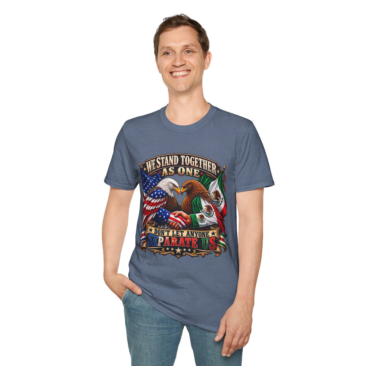 We Stand Together As One Eagle T-Shirt — USA & Mexico Unity Patriotic Tee