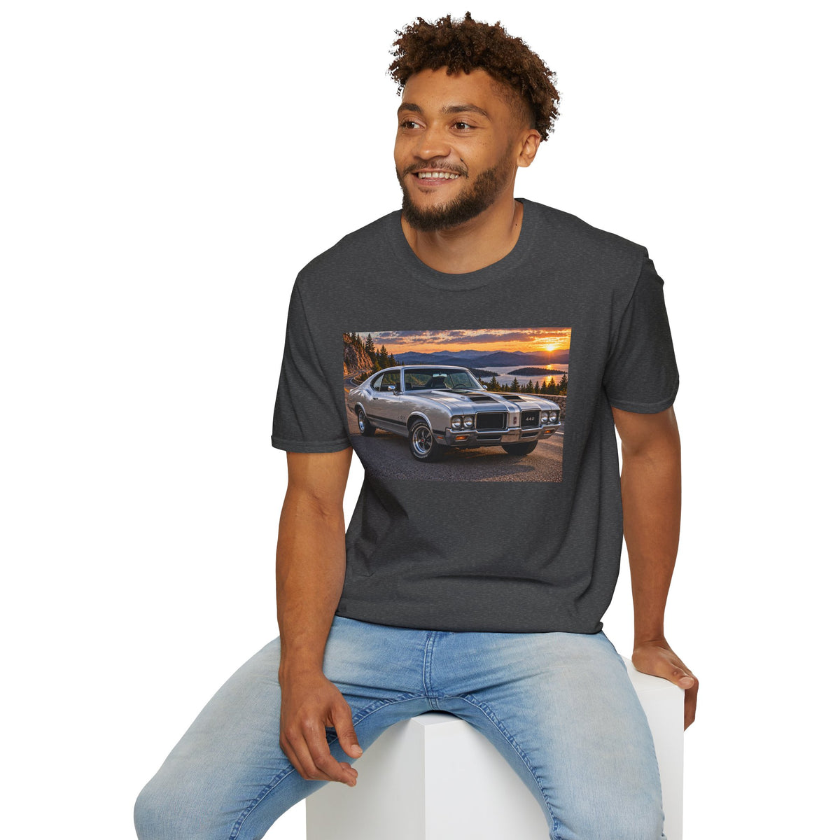 Classic Muscle Car T-Shirt – Vintage Oldsmobile Sunset Graphic Tee